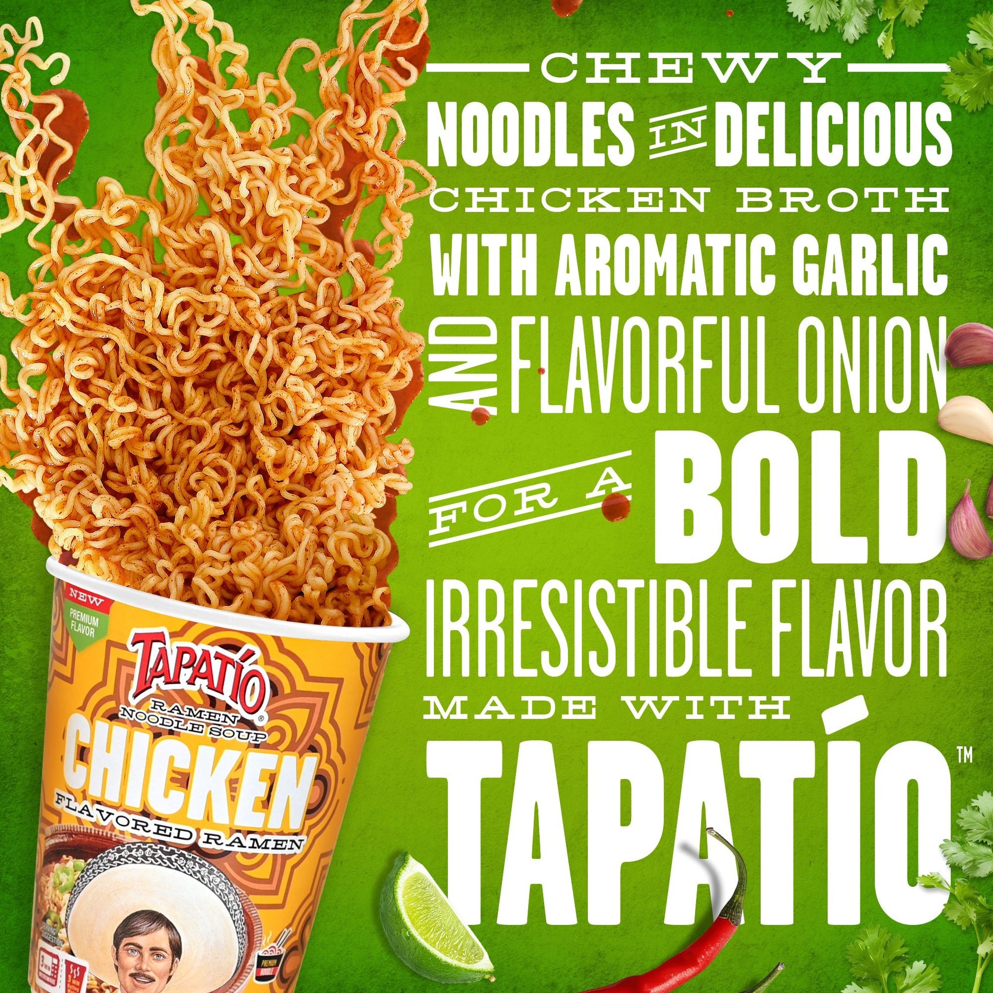 Tapatío Ramen Chicken Flavor Spicy Noodle Soup Microwave Cups (2.29 oz) 6 Pack - Tapatío Ramen