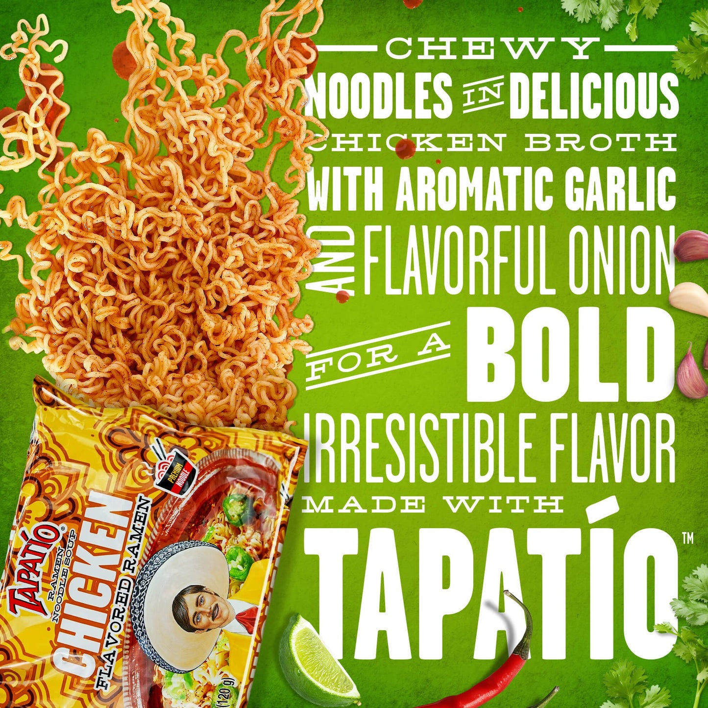 Tapatio Ramen Noodle Soup Chicken Flavor Premium Stovetop Pouch – 16 Count (4.23 oz) 4 Pack Sets - Tapatío Ramen