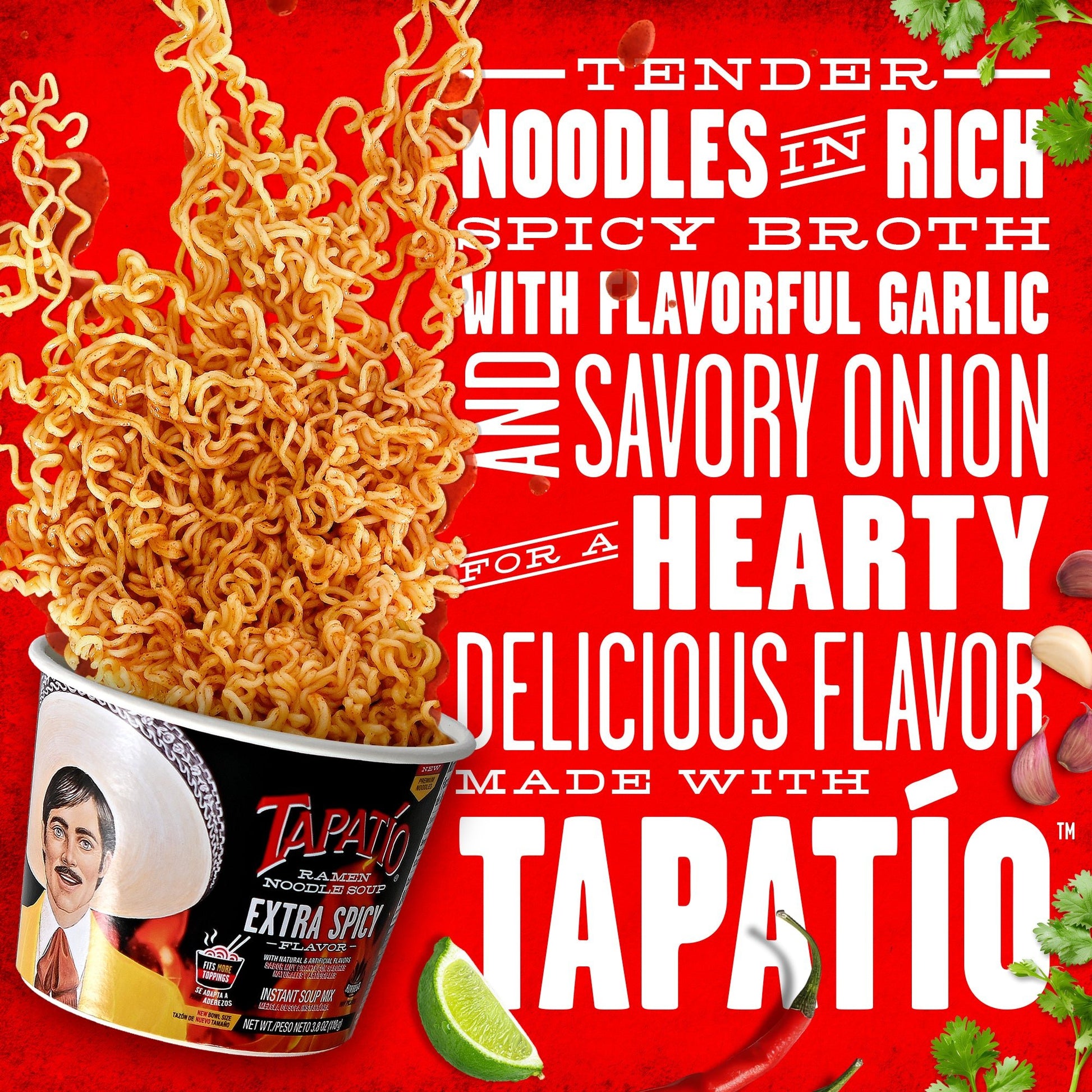 Tapatío Ramen Noodle Soup – Extra Spicy Flavor, Instant Microwave Bowl, 3.88 oz (110 g), 6 - Pack - Tapatío Ramen