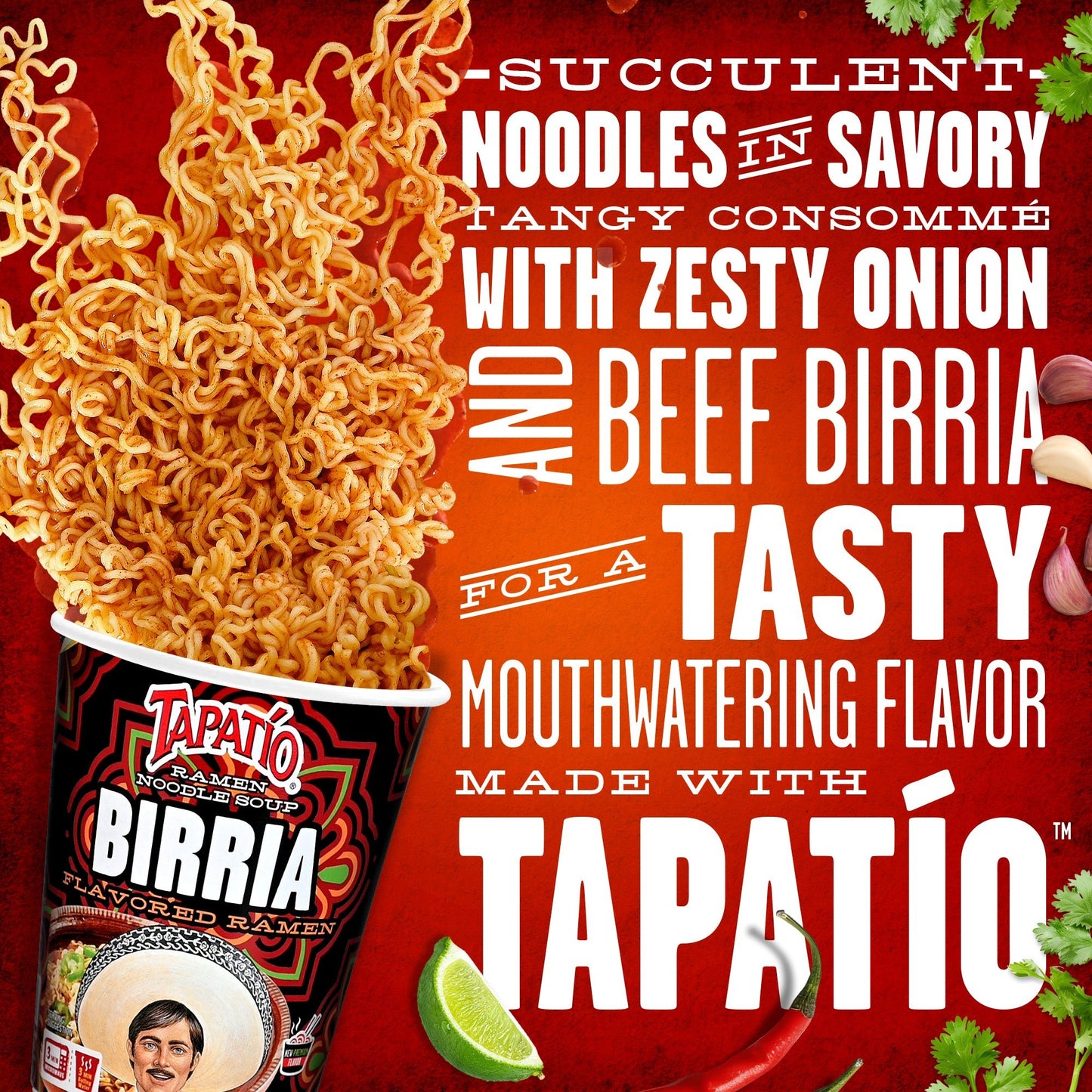Tapatío Ramen Noodle Soup – Spicy Birria Flavor, Instant Microwaveable Cup, 2.29 oz (65 g), 6 - Pack - Tapatío Ramen
