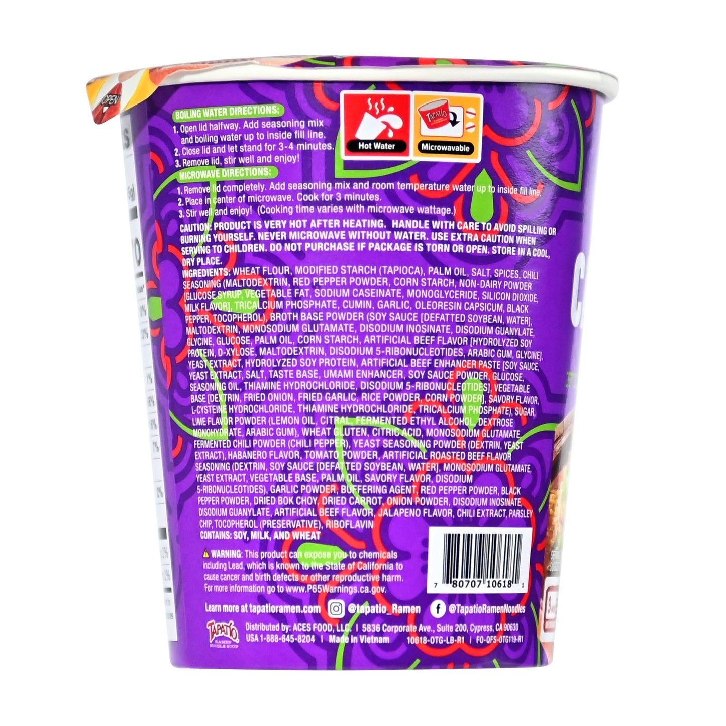 Tapatío Ramen Noodle Soup – Spicy Carne Asada with Lime Flavor, Instant Microwaveable Cup, 2.29 oz (65 g), 6 - Pack - Tapatío Ramen