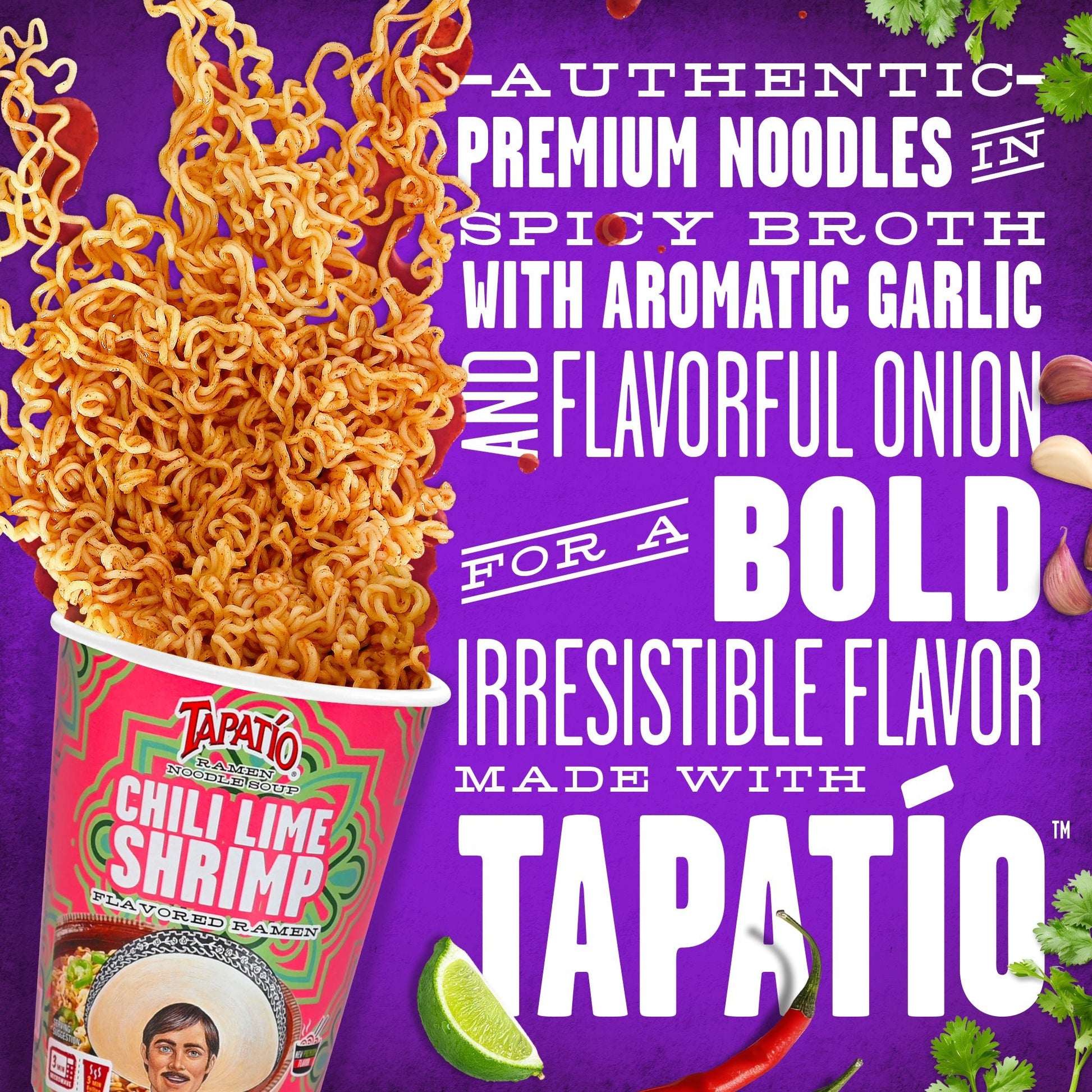 Tapatío Ramen Noodle Soup – Spicy Chili Lime Shrimp Flavor Cup, 2.29 oz (65 g) 6 - Pack - Tapatío Ramen