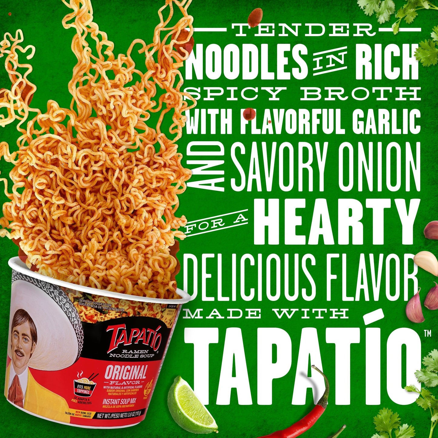 Tapatío Ramen Noodle Soup – Spicy Original Flavor, Instant Microwaveable Bowl, 3.88 oz (110 g), 6 - Pack - Tapatío Ramen