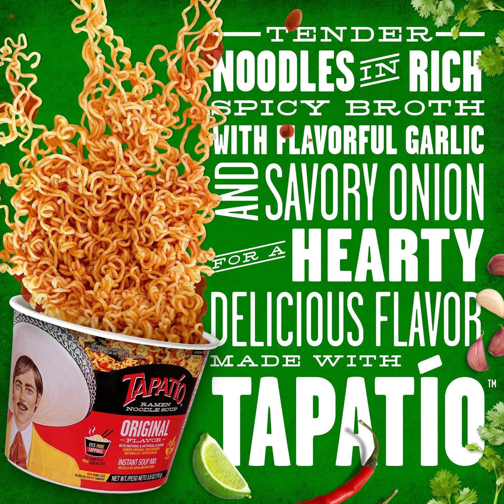 Tapatío Ramen Noodle Soup – Spicy Original Flavor, Instant Microwaveable Bowl, 3.88 oz (110 g), 6 - Pack - Tapatío Ramen
