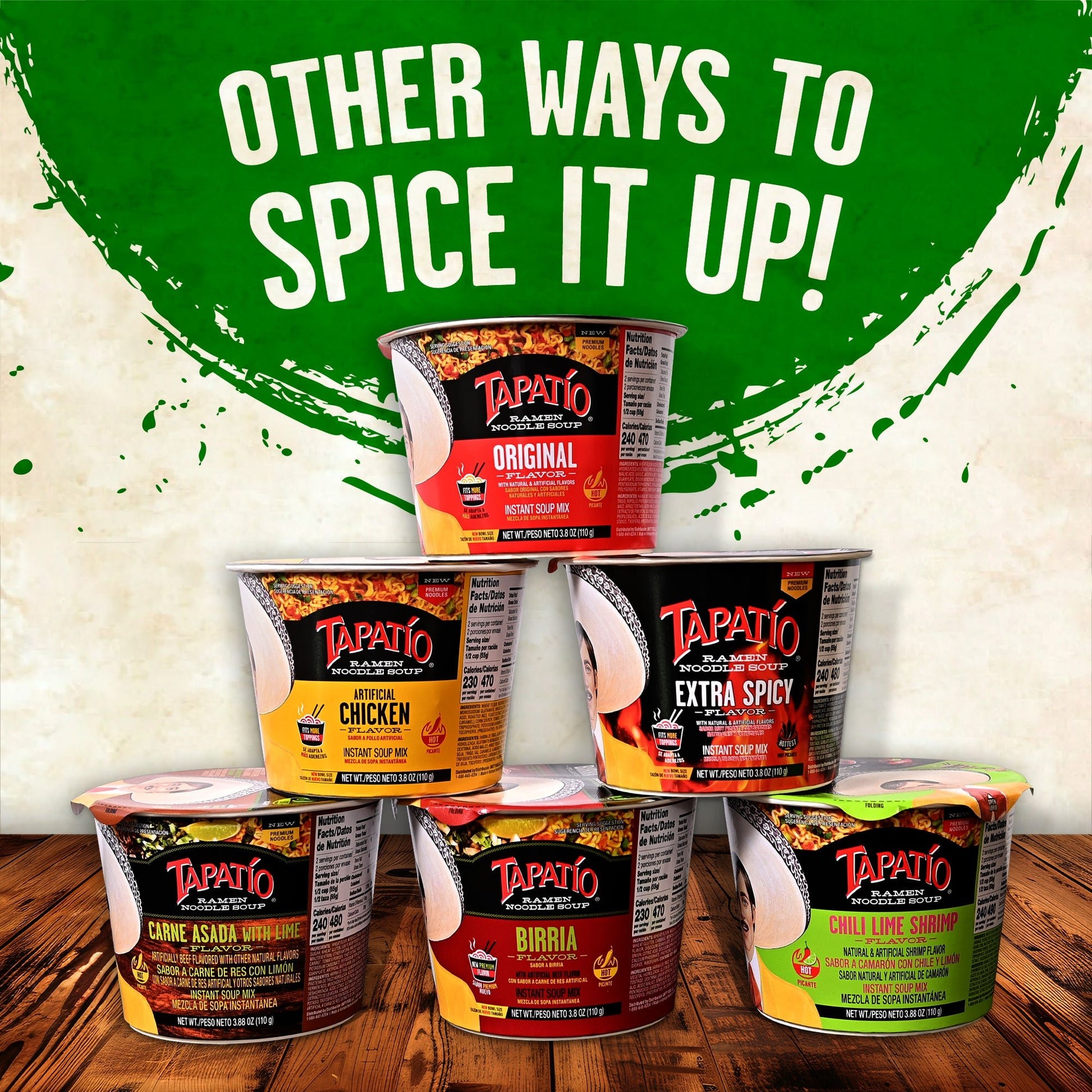 Tapatío Ramen Noodle Soup – Spicy Original Flavor, Instant Microwaveable Bowl, 3.88 oz (110 g), 6 - Pack - Tapatío Ramen