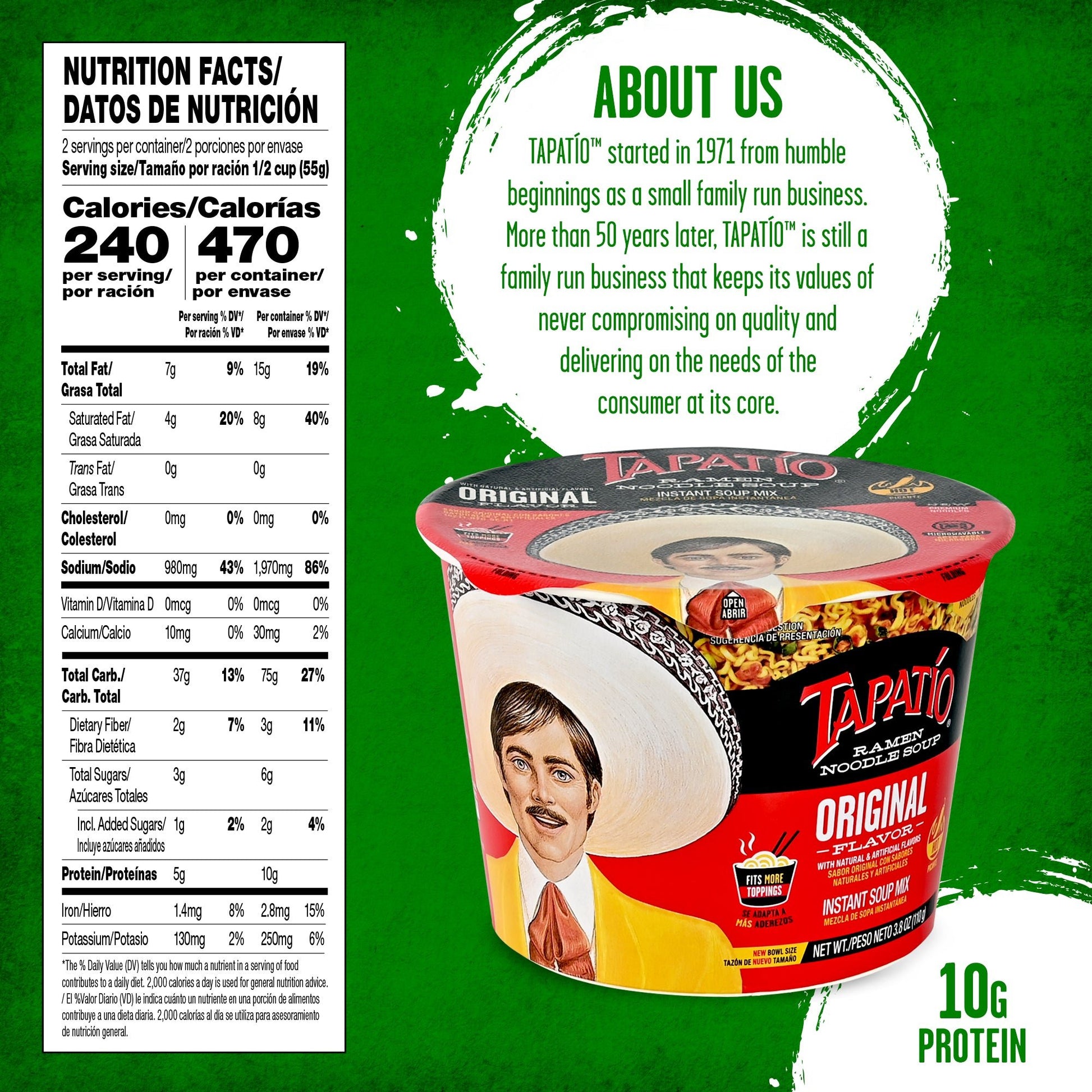 Tapatío Ramen Noodle Soup – Spicy Original Flavor, Instant Microwaveable Bowl, 3.88 oz (110 g), 6 - Pack - Tapatío Ramen