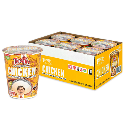 Tapatío Ramen Chicken Flavor Spicy Noodle Soup Microwave Cups (2.29 oz) 6 Pack - Tapatío Ramen