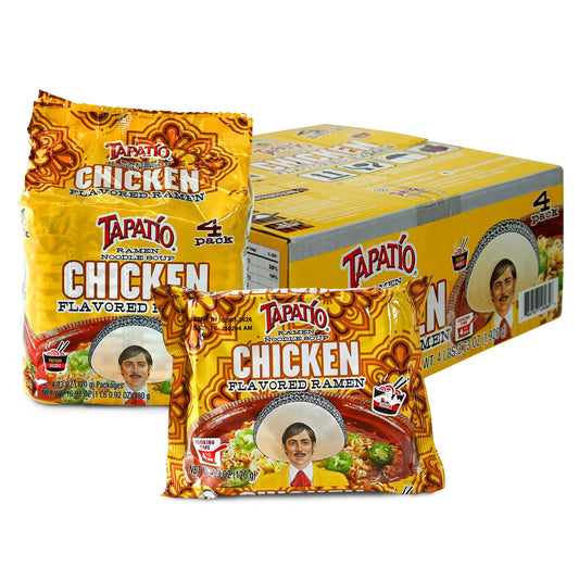 Tapatio Ramen Noodle Soup Chicken Flavor Premium Stovetop Pouch – 16 Count (4.23 oz) 4 Pack Sets