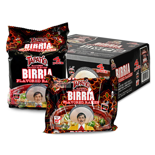 Tapatio Ramen Noodle Soup Birria Flavor Premium Stovetop Pouch – 16 Count (4.23 oz) 4 Pack Sets
