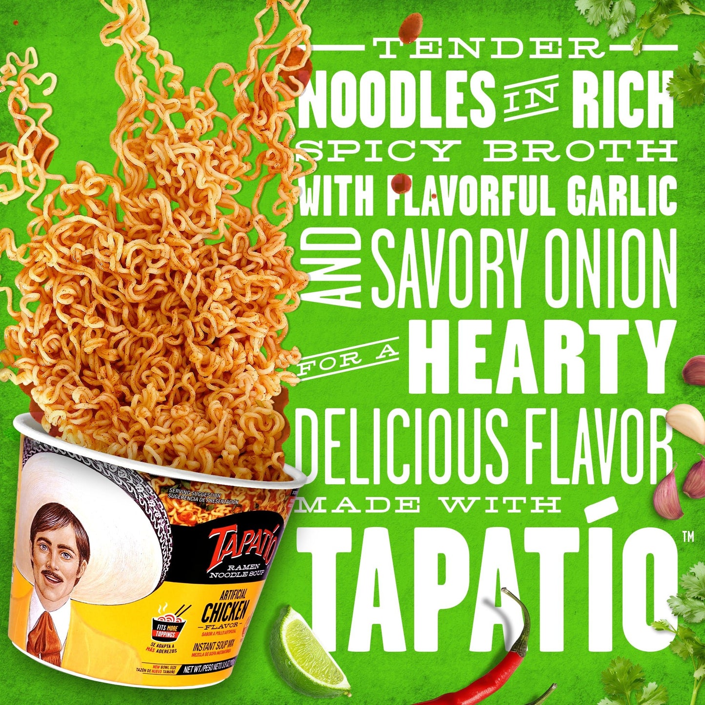 Tapatío Ramen Noodle Soup – Spicy Chicken Flavor, Instant Microwaveable Bowl, 3.88 oz (110 g), 6 - Pack - Tapatío Ramen