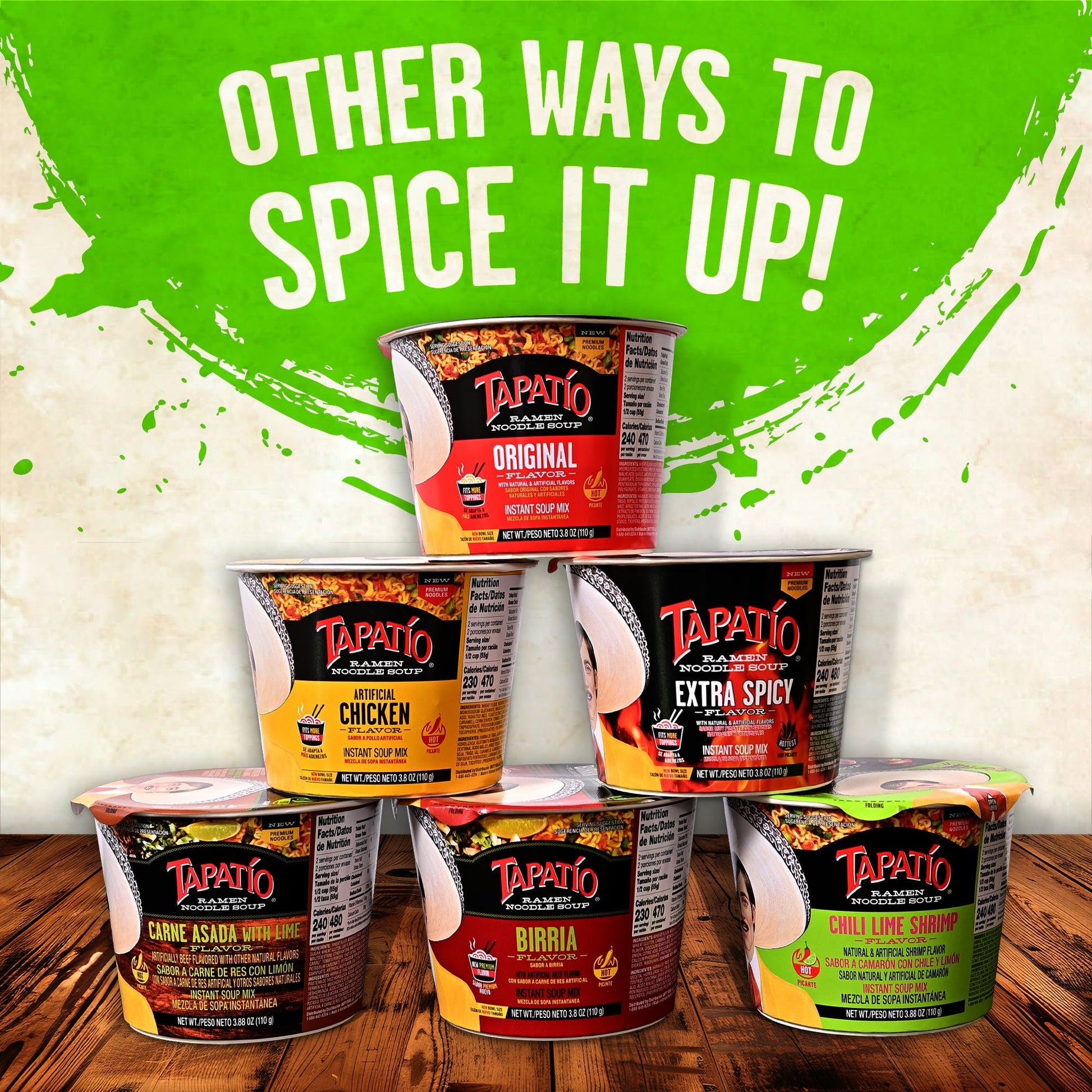 Tapatío Ramen Noodle Soup – Spicy Chicken Flavor, Instant Microwaveable Bowl, 3.88 oz (110 g), 6 - Pack - Tapatío Ramen