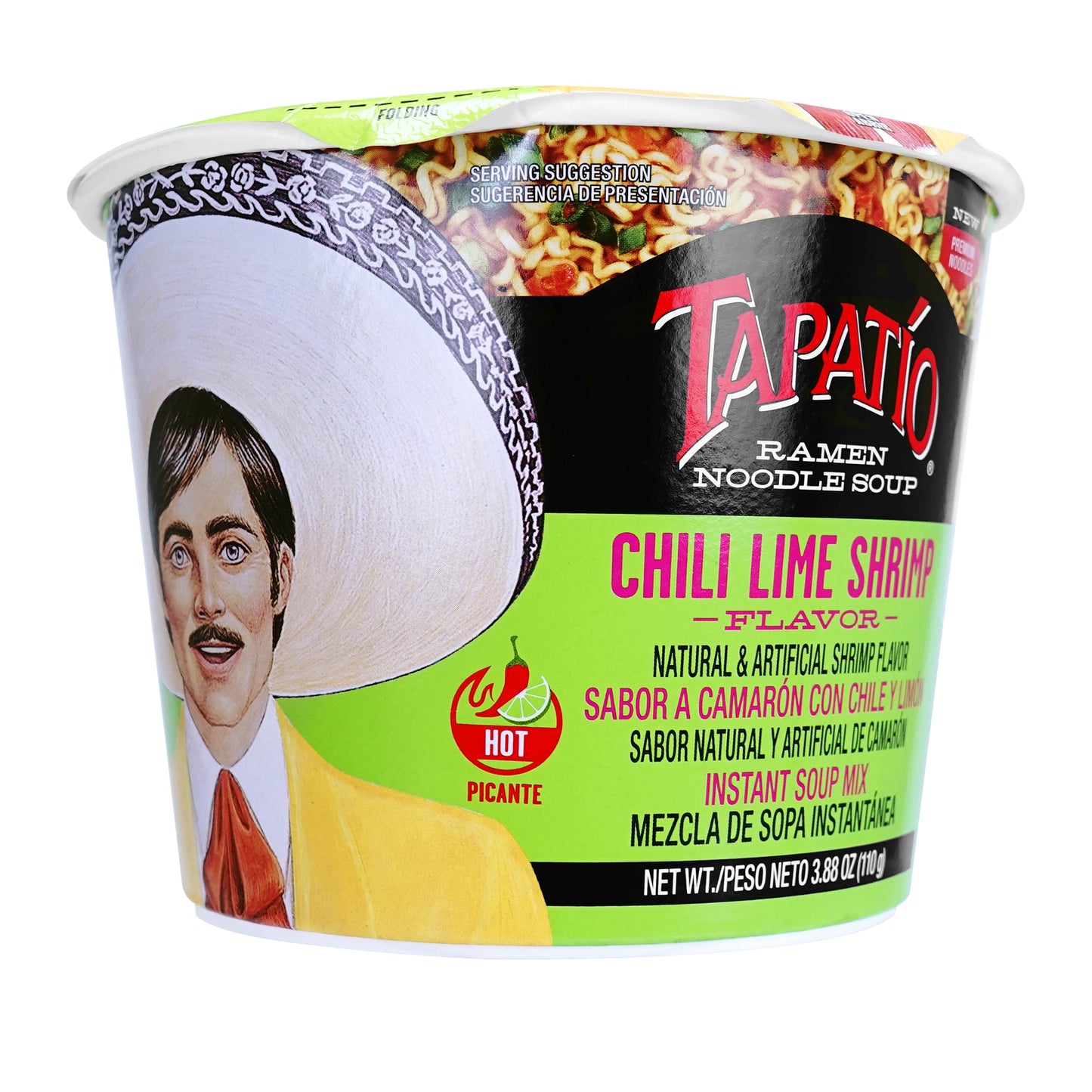 Tapatío Ramen Noodle Soup – Spicy Chili Lime Shrimp Flavor, Instant Microwaveable Bowl, 3.88 oz (110 g), 6 - Pack - Tapatío Ramen